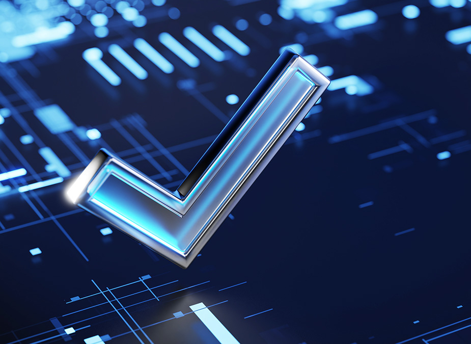 Checkmark representing Insyde certification in a industry standard.